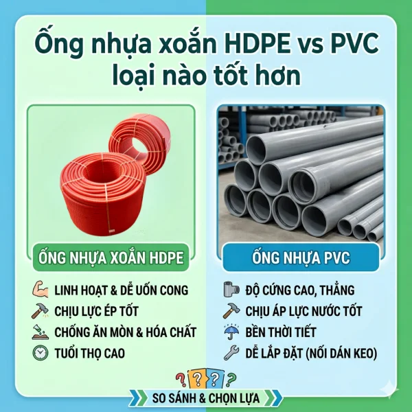 ỐNG NHỰA XOẮN HDPE VS PVC LOẠI NÀO TỐT HƠN