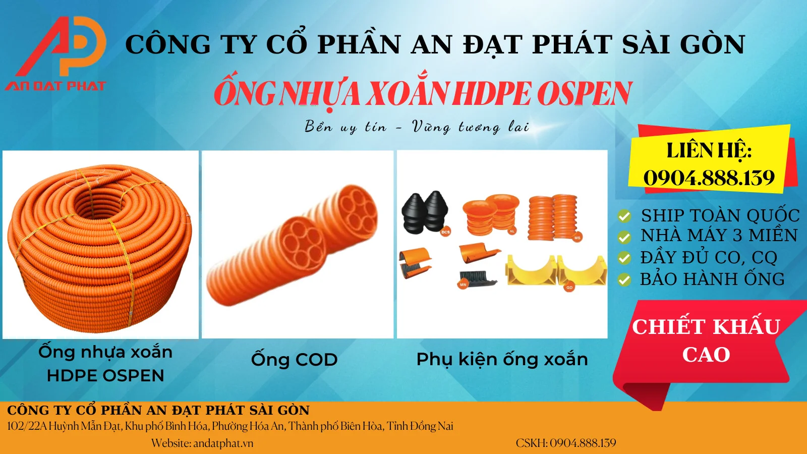 Phụ kiện ống nhựa xoắn hdpe ospen